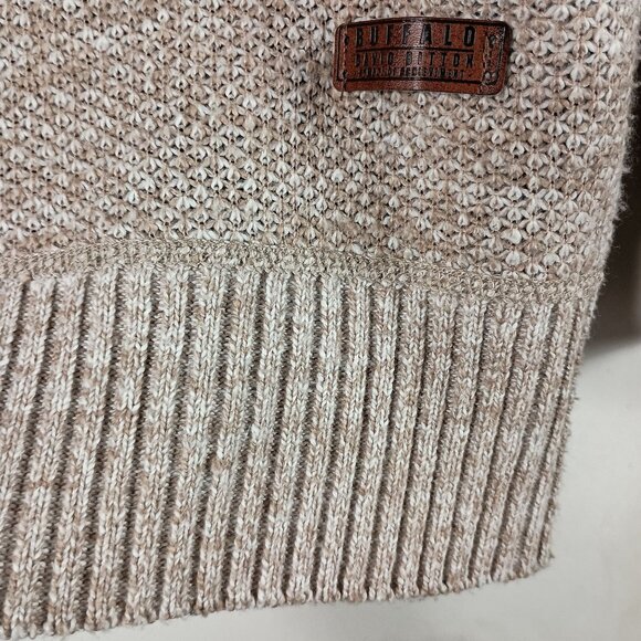 Buffalo David Bitton Sweater Jacket Mens M Beige Full Zip Plaid Lined Cabincore - Picture 9 of 11
